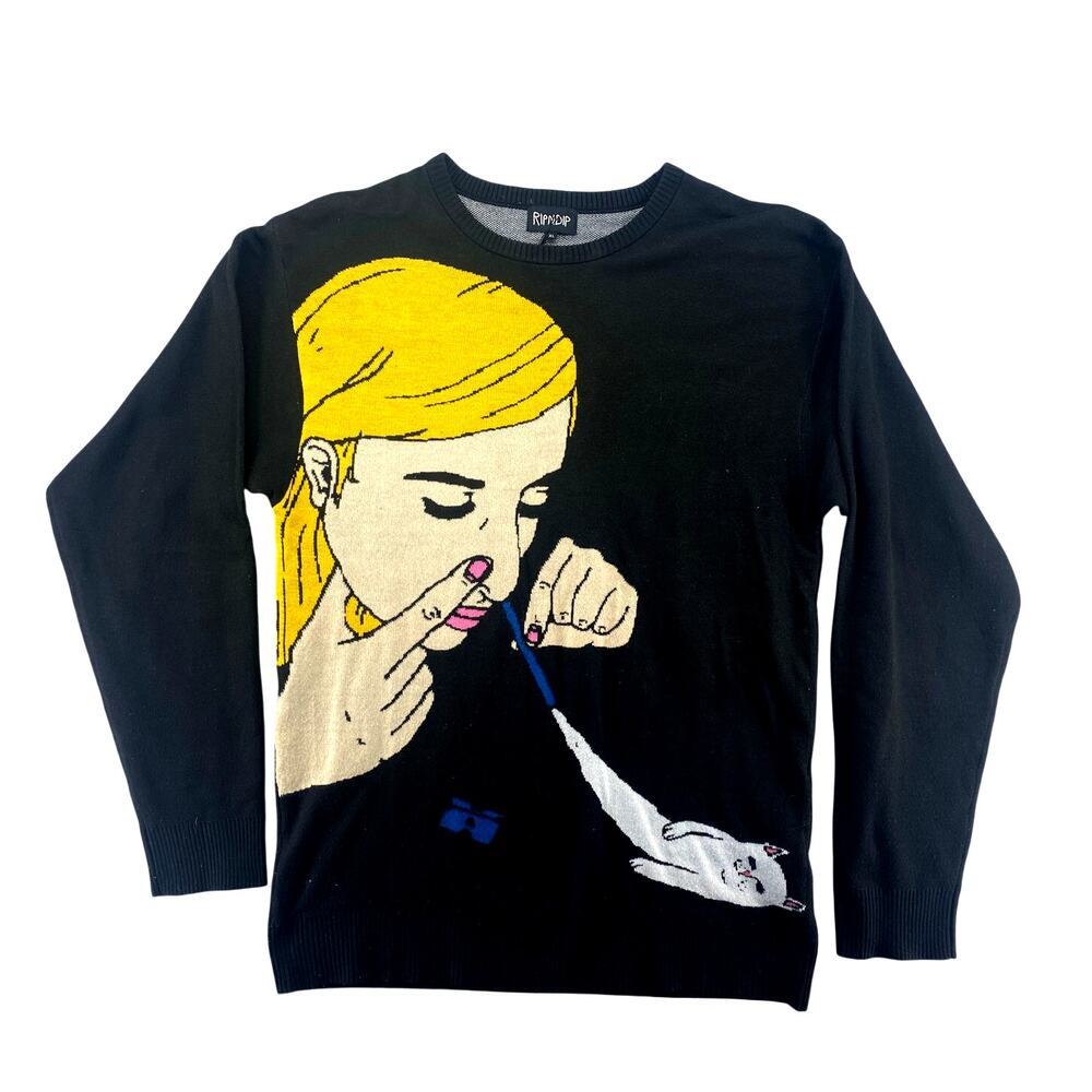 Ripndip Knit Sweater XL Black Graphic One Hell Of A Drug Streetwear